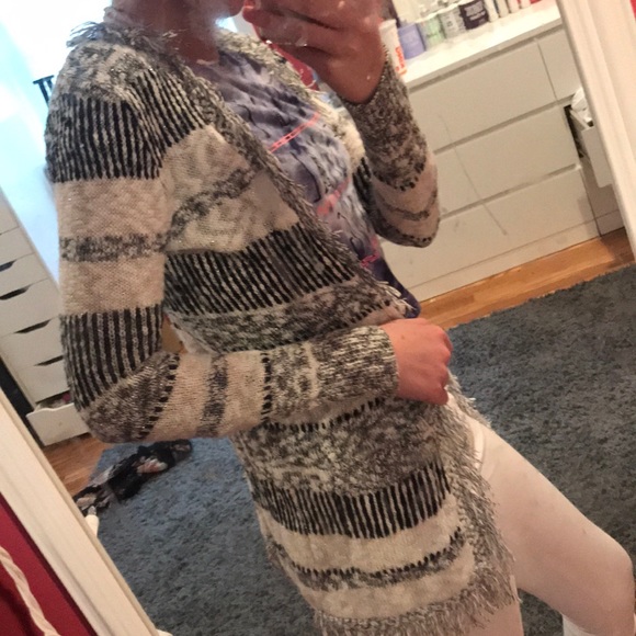 Justice White and Grey fuzzy Cardigan - Picture 4 of 4